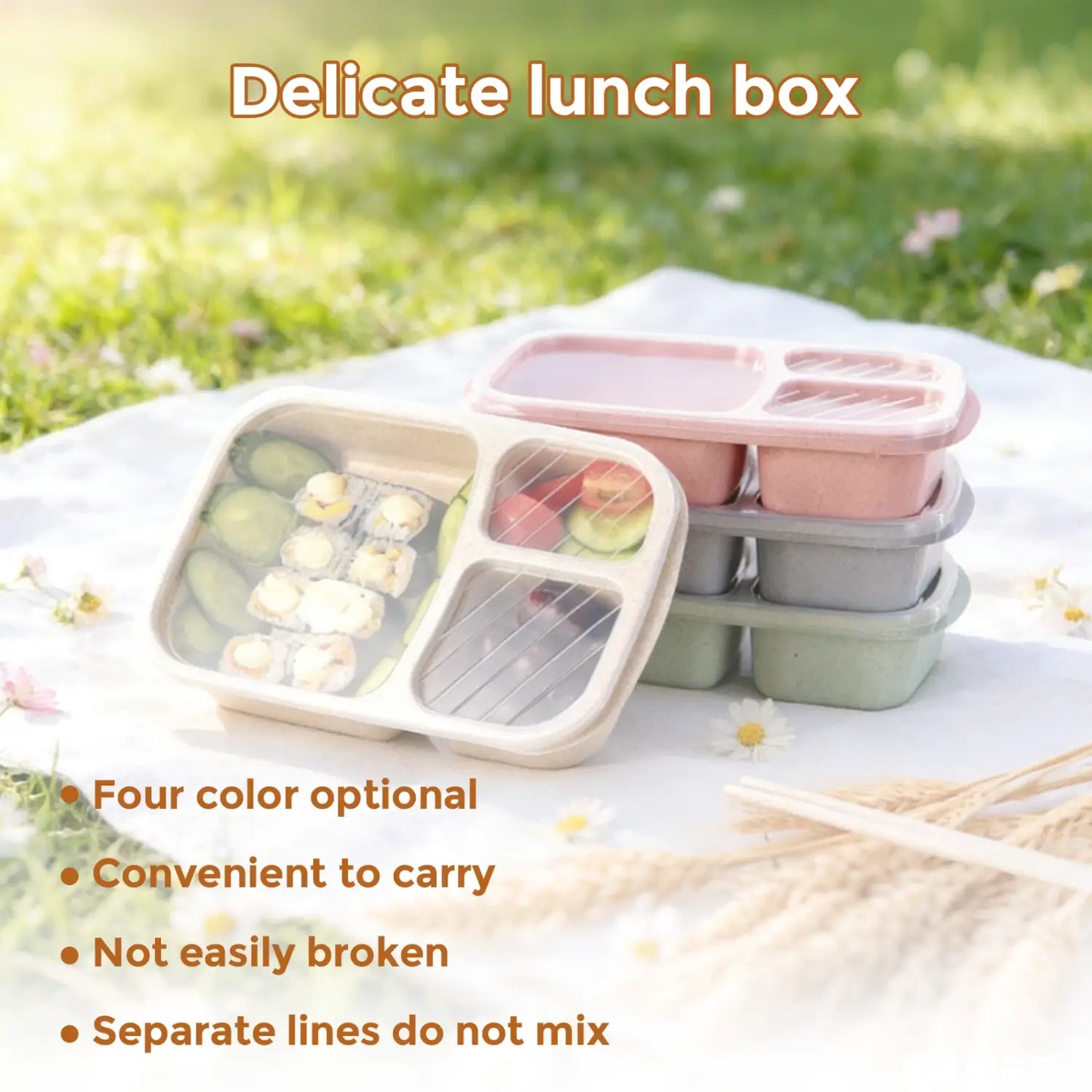 Rice Husk & Wheat Straw 3-Compartment Bento Lunch Box