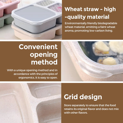 Rice Husk & Wheat Straw 3-Compartment Bento Lunch Box