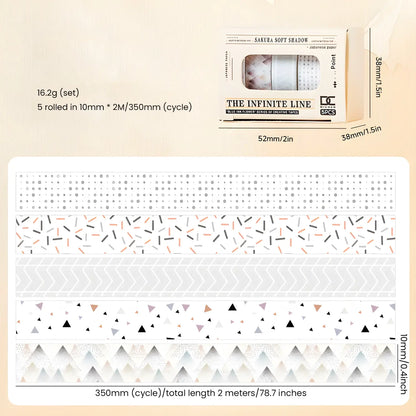 Skinny Washi Tape Set, 6 Designs Decorative Masking Tape for Journal DIY Crafts