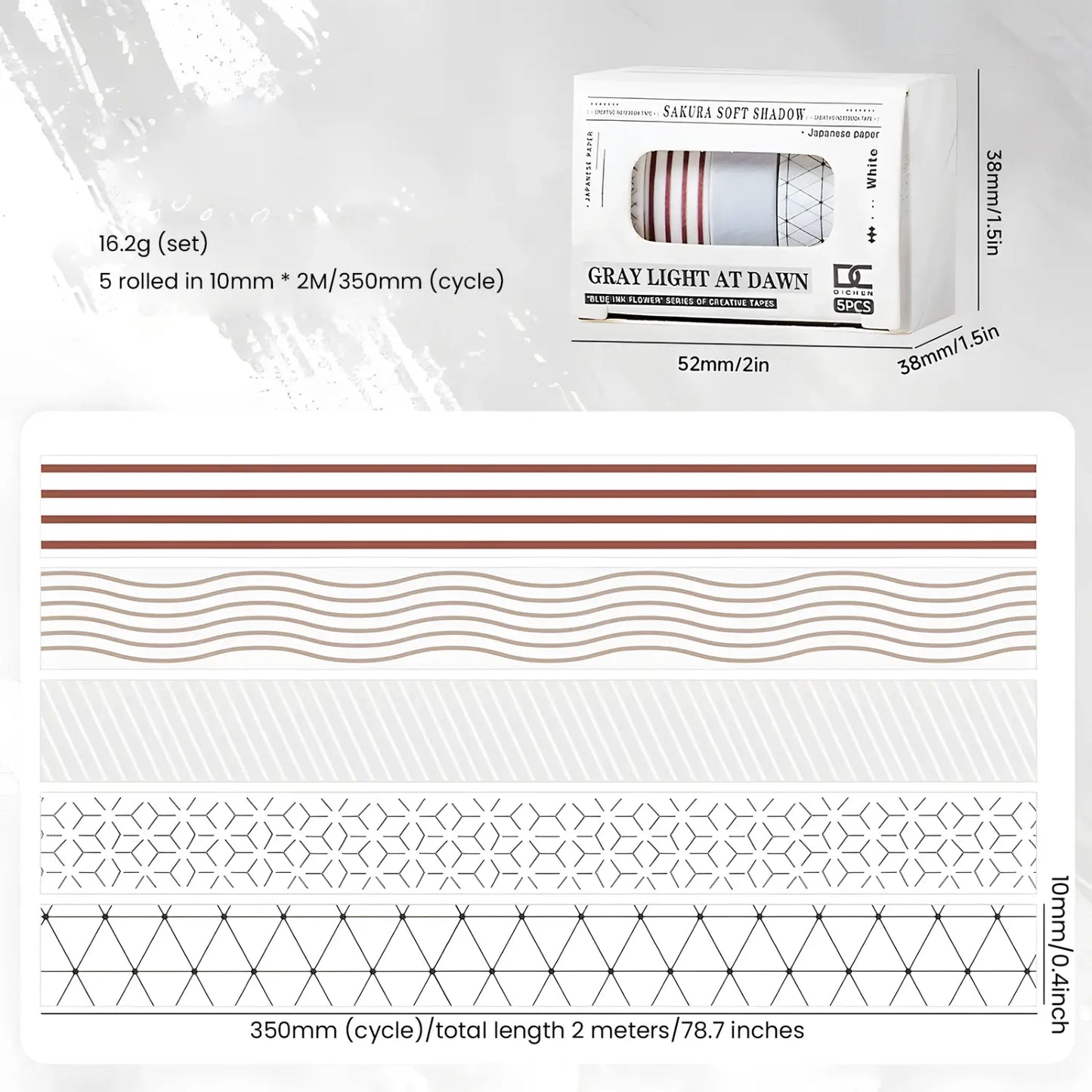Skinny Washi Tape Set, 6 Designs Decorative Masking Tape for Journal DIY Crafts