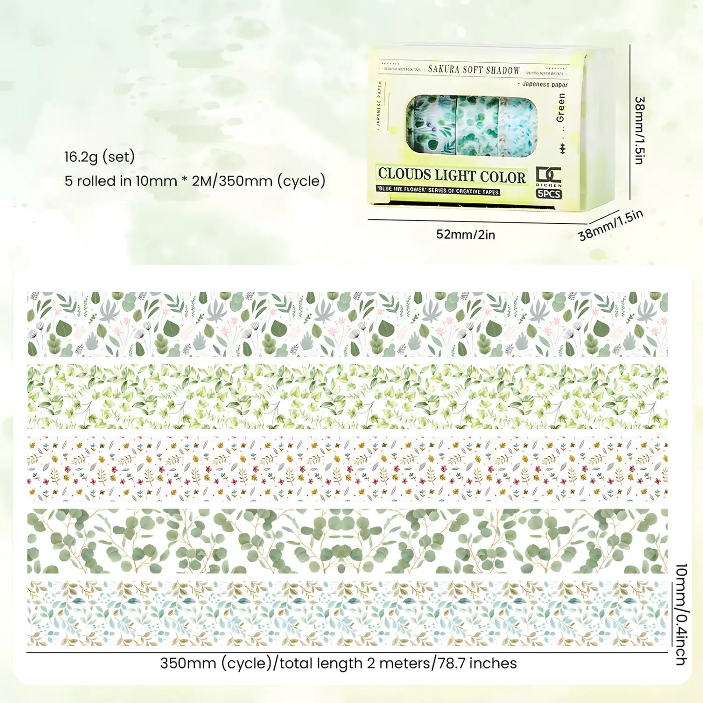 Skinny Washi Tape Set, 6 Designs Decorative Masking Tape for Journal DIY Crafts