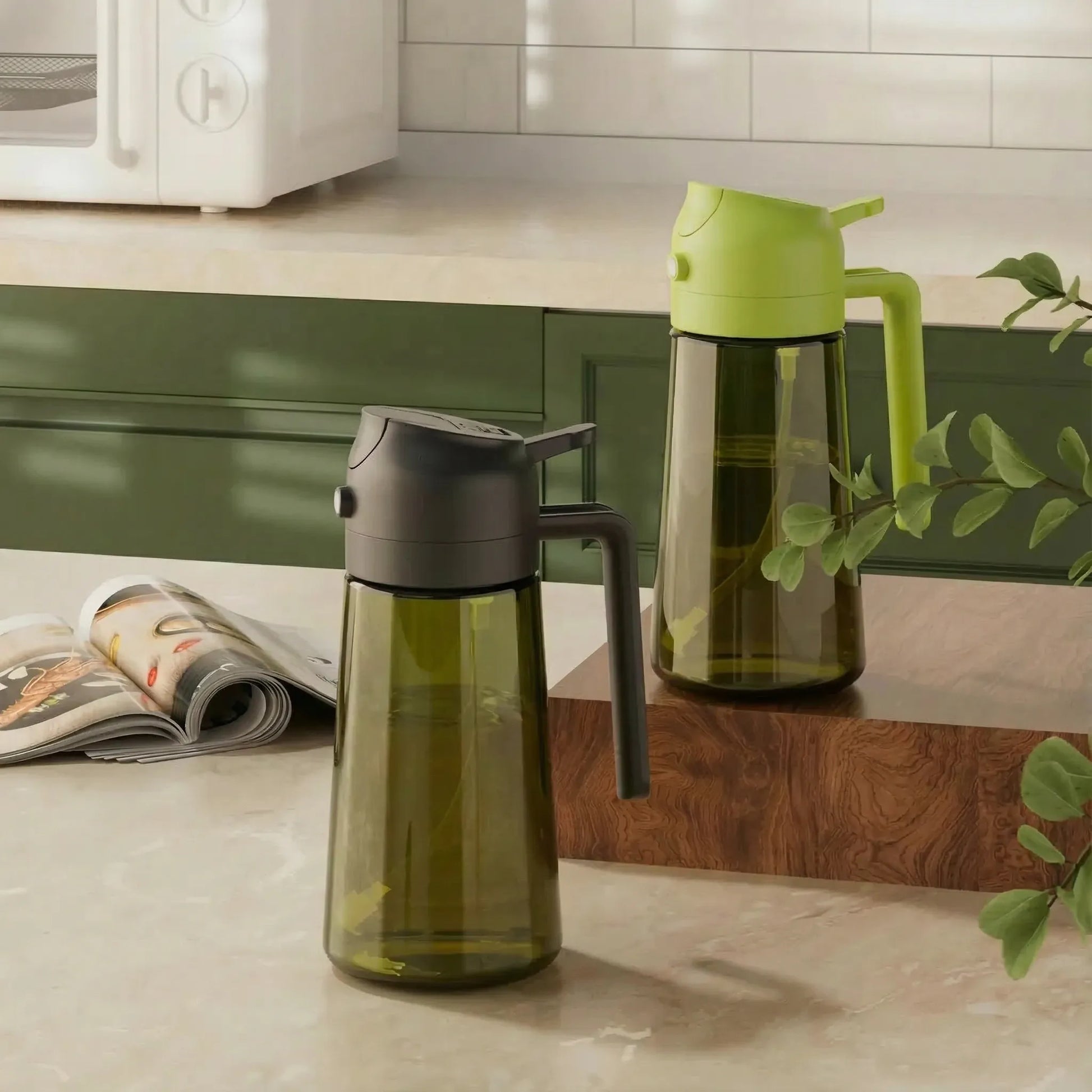 dark glass oil sprayer black& green