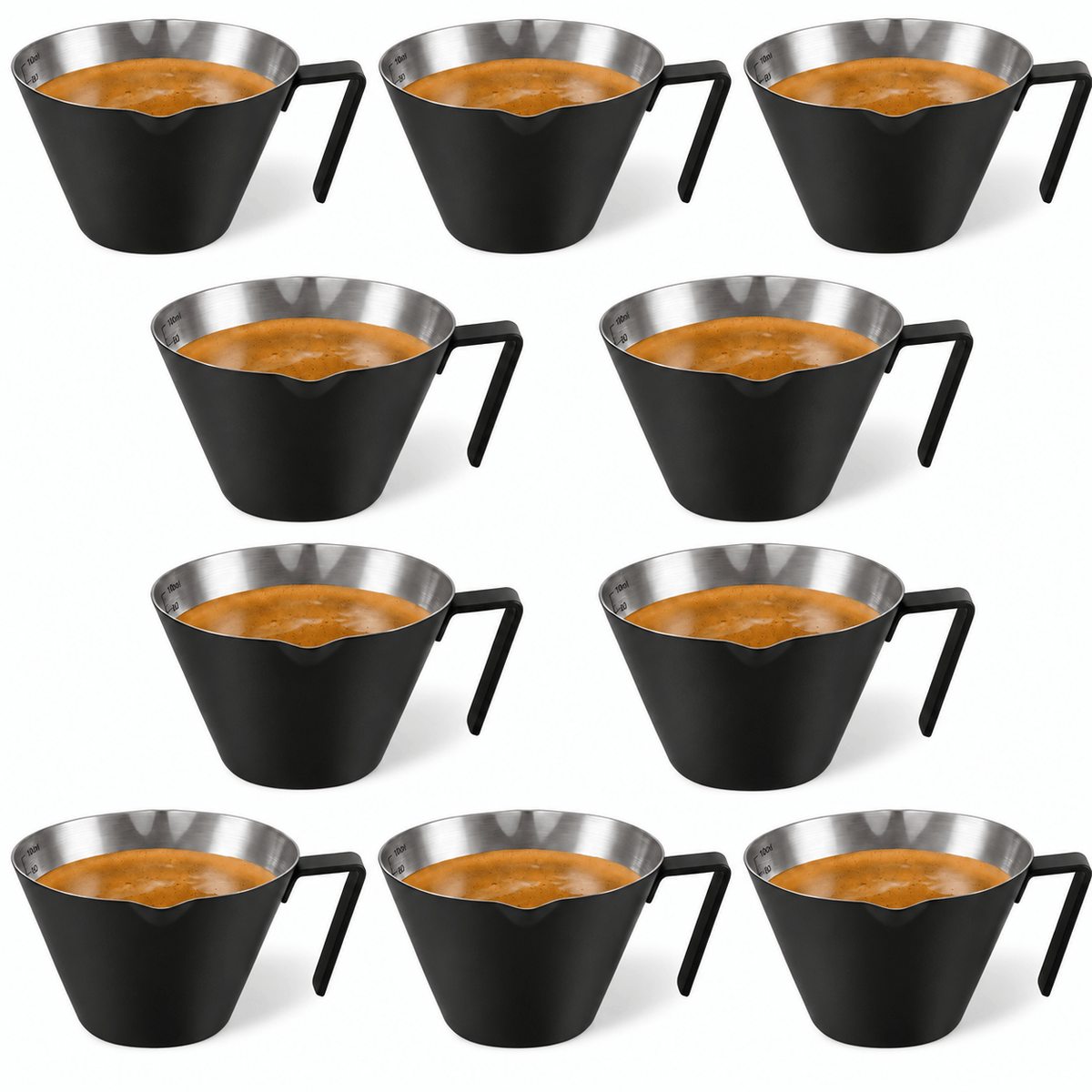 Stainless Steel Espresso Shot Cups with Spout - 2/4/10 Pack