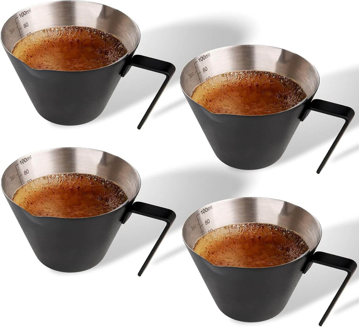 Stainless Steel Espresso Shot Cups with Spout - 2/4/10 Pack
