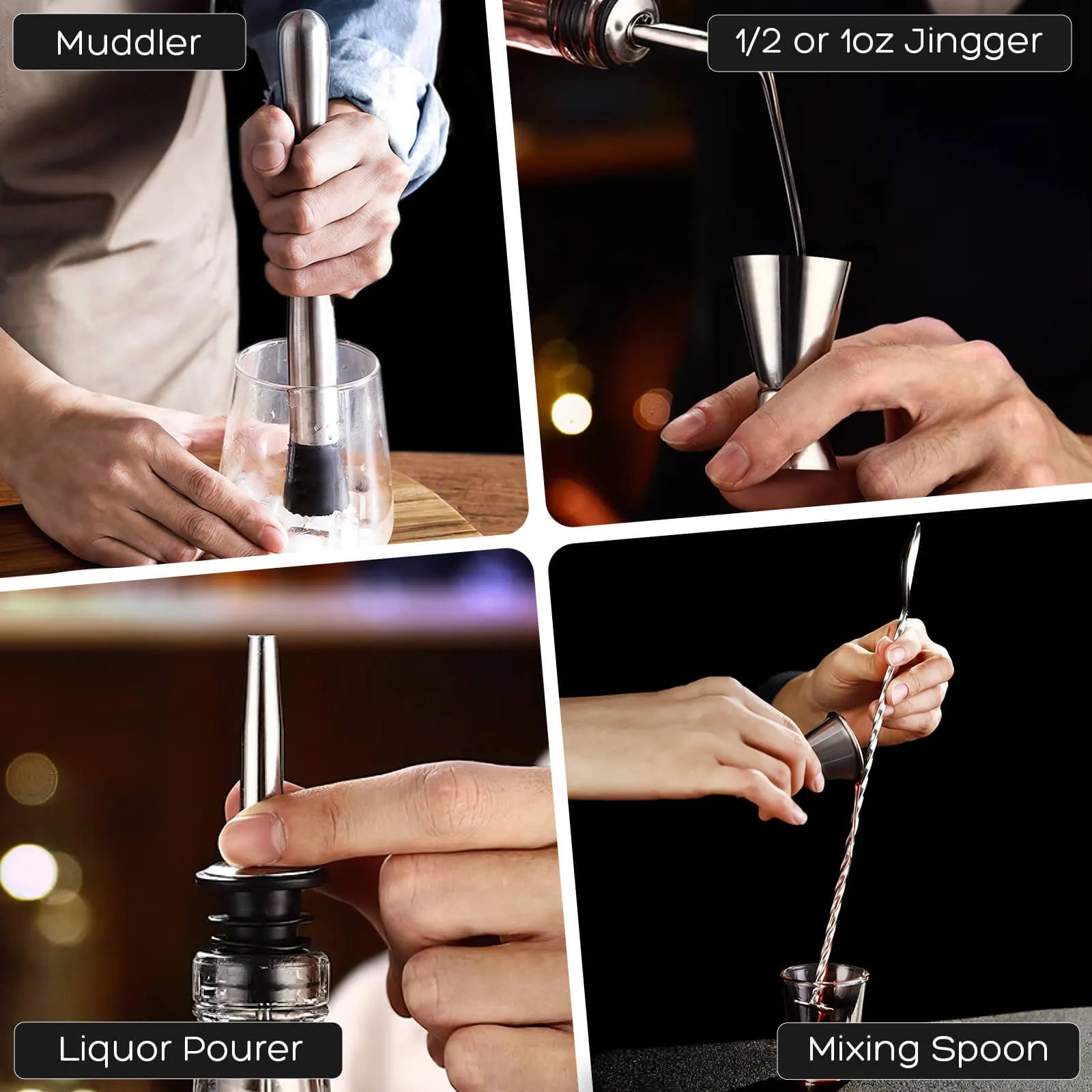 cocktail shaker set stainless steel, stainless steel shaker set

