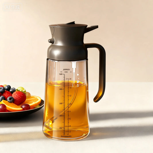 2-in-1 Ölsprühflasche XL – 550 ml Olivenölspender zum Kochen und für die Heißluftfritteuse (Schwarz) 