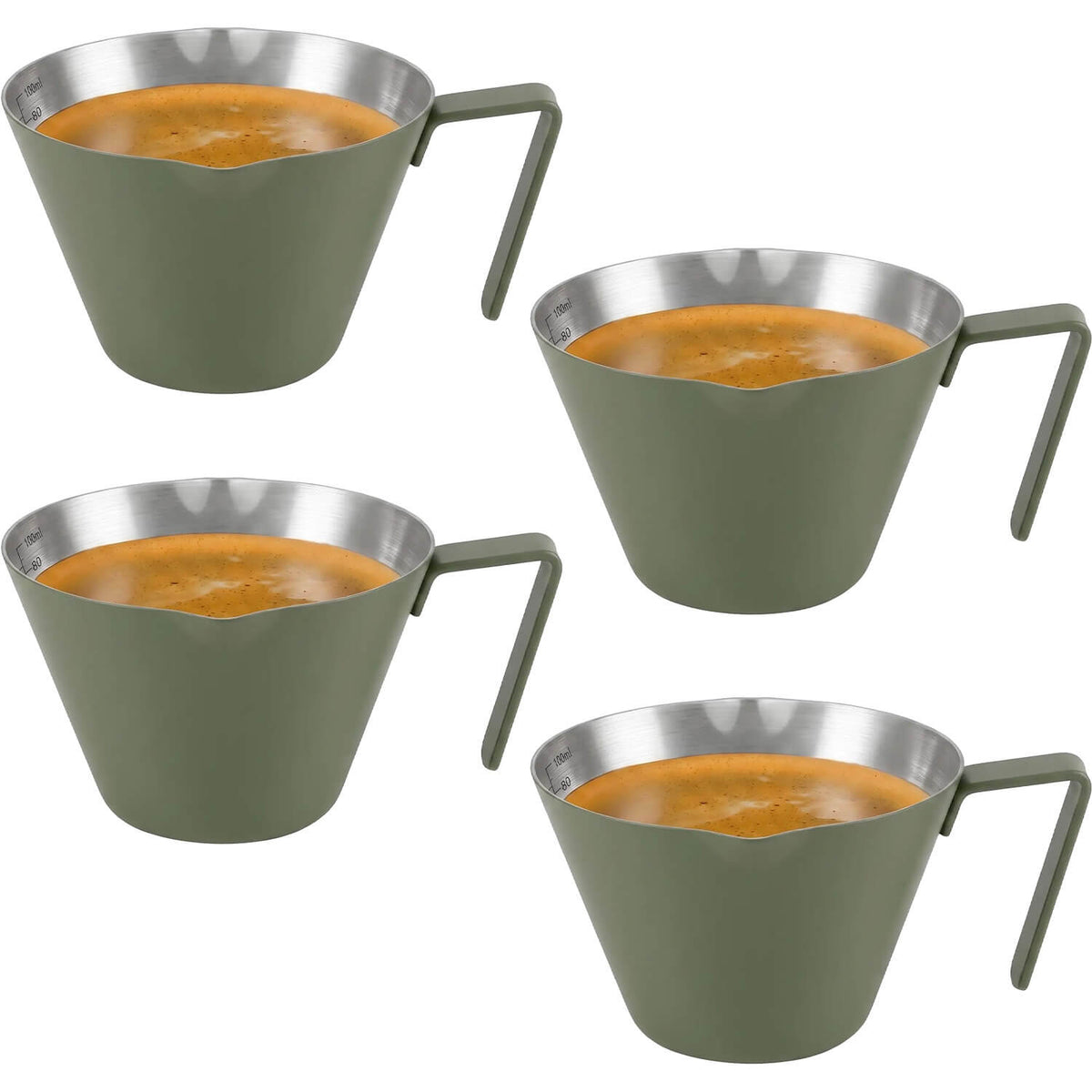 Stainless Steel Espresso Shot Cups with Spout - 2/4/10 Pack
