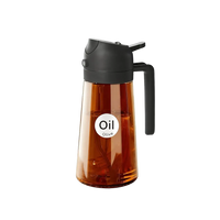 2 in 1 Oil Sprayer Bottle Dispenser, 16oz Glass Olive Oil Sprayer, Cooking Oil Sprayer Bottle for Kitchen Salad, Grill, BBQ, Dark Brown (Sticker Included)