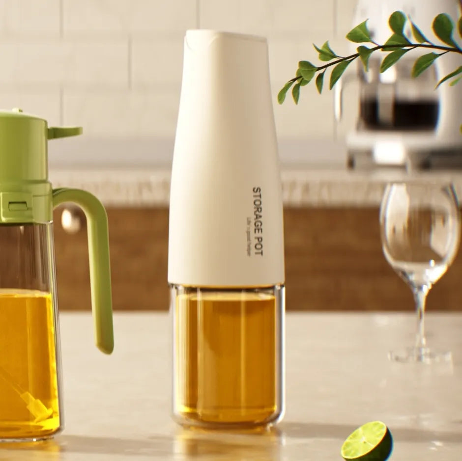 gravity oil dispenser on the bar