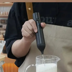 Espumador de leche recargable – Batidora de mano de 3 velocidades (negra)