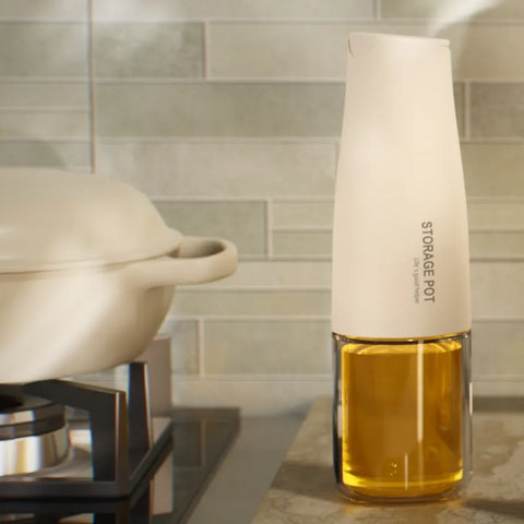 Auto-Flip Gravity Olive Oil & Soy Sauce Dispenser Bottle - 500ml/17oz Easy Cleaning, Leakproof