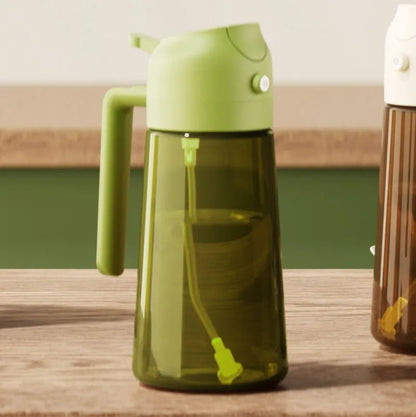 yarramate dark glass oil dispenser with green lid