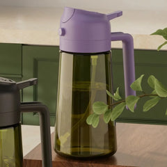 yarramate dark glass oil dispenser with purple lid