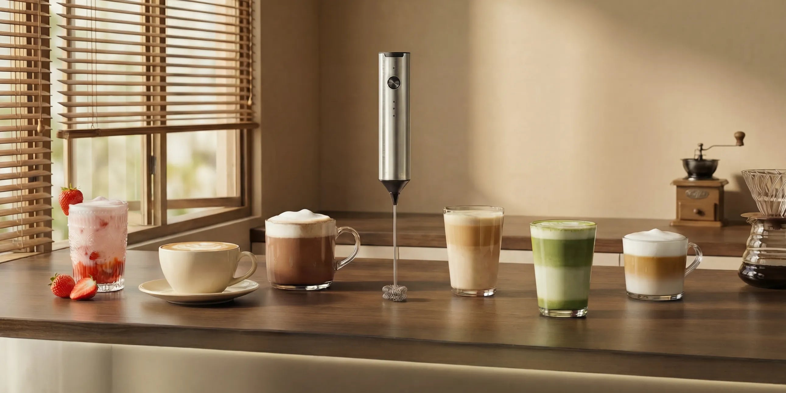 yarramate milk frother on the table