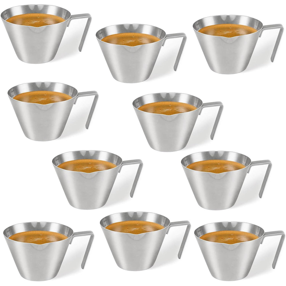 Stainless Steel Espresso Shot Cups with Spout - 2/4/10 Pack