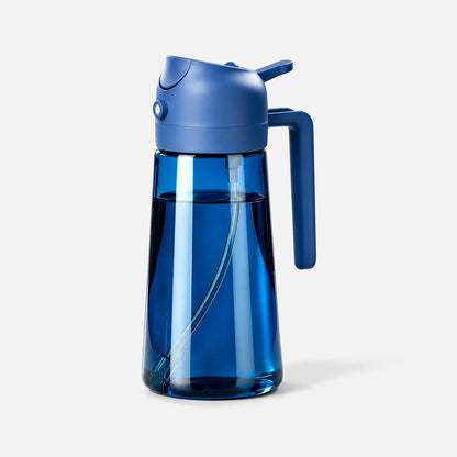 Dark blue glass 2-in-1 oil sprayer with a navy blue spray head.