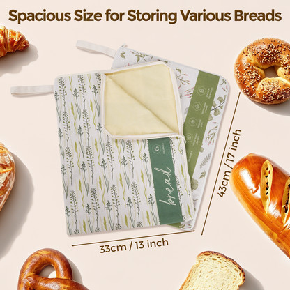 Bread bag dimensions: 17 by 13 inches, 43 by 33 cm