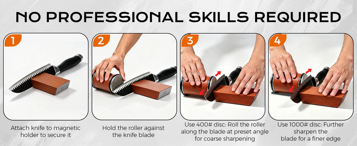 Attach the knife and roll with the coarse and fine discs