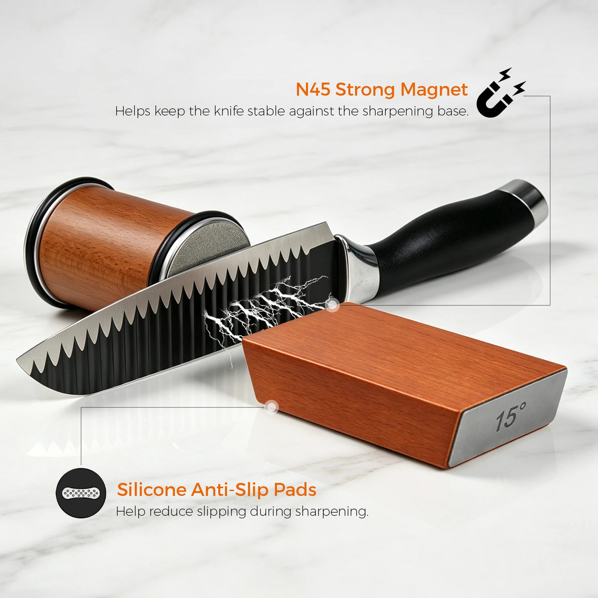 Magnetic knife holder and anti-slip base