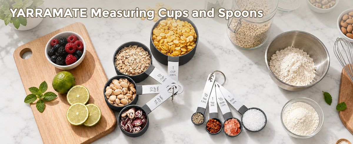 Measuring cups and spoons for everyday ingredients