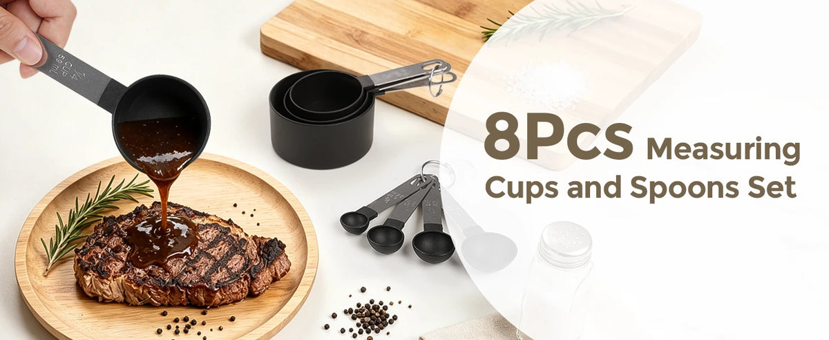 Measuring and pouring sauces with the eight-piece set