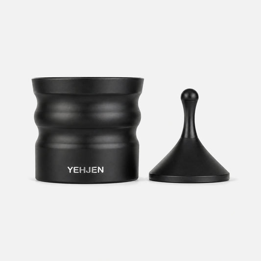Black YEHJEN coffee dosing cup and funnel.
